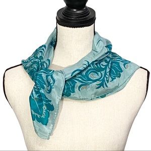 Scarf 25”x25” Blue Flowers Wrap